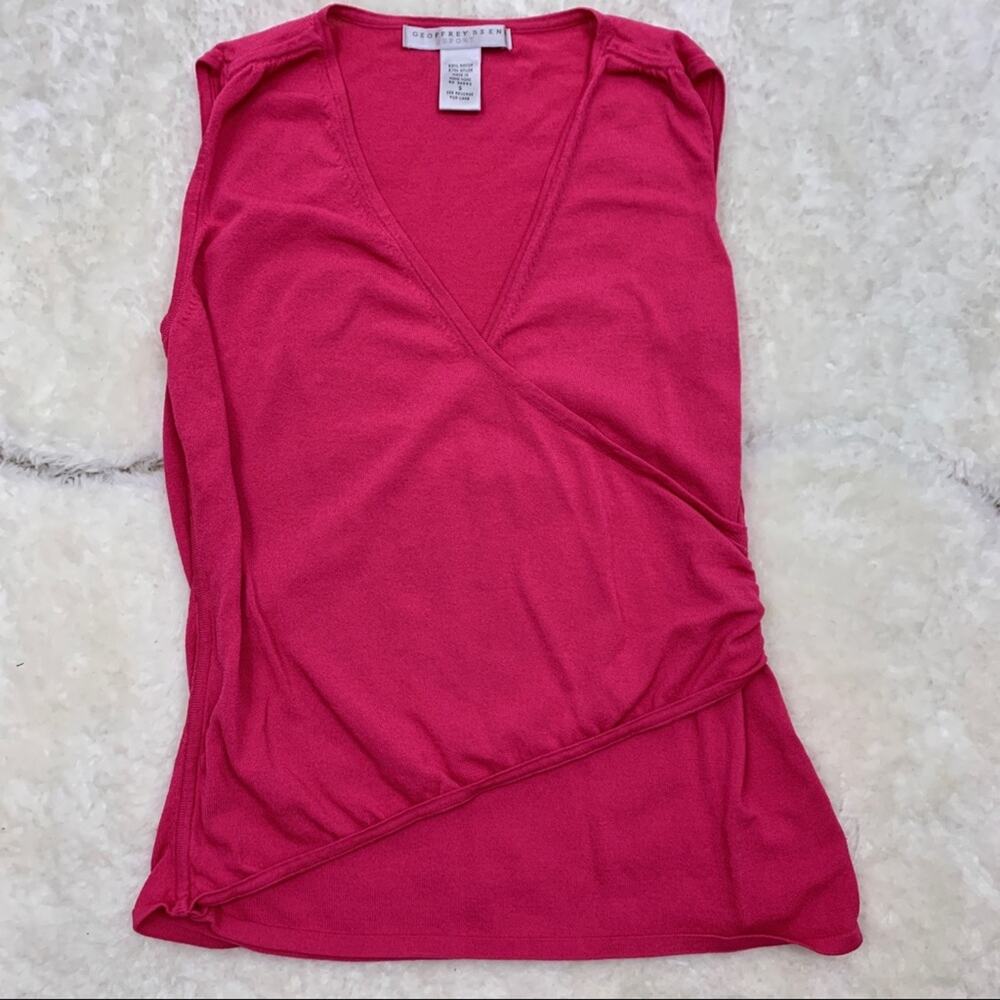 Geoffrey Beene Sport Hot Pink Sleeveless Crossover Wrap Top Small